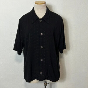 CP Shades Black Eyelet Short Sleeve Button Down Size M